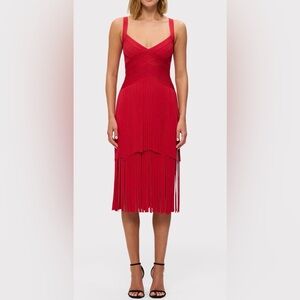Herve Leger THE MISCHA DRESS Lipstick Red NWT